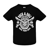 Camiseta Rock & Roll Calavera para Bebés - Camiseta metalera Negra Punk Metal de Manga Corta (24 Meses, Negro)