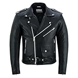 Bohmberg Premium- Chaqueta pesada de motociclista 100% cuero duradero para hombre - L