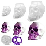 AIFUDA - 3 moldes de calavera 3D, moldes de resina de calavera para cara de cicatriz, molde de silicona para molde de resina con molde de posavasos para manualidades de resina epoxi