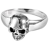 WEISHA Anillo Retro S925 Anillo Punk de Plata Esterlina Anillo de Calavera Retro Masculino Anillo Dominante1, 63mm