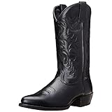 ANUFER Hombres Elegante Bordado Botas Vaqueras Occidental Tacón Punta Antideslizante Pantorrilla Botas Negro SN071164 EU42