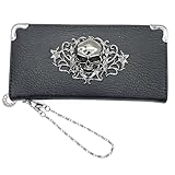 duoyif Cartera De Calavera, Monedero con Motivo De Calavera, Cartera Punk Rock Monedero, Cartera Gótica, Cartera De Cuero De La PU con Cremallera para Mujer Hombre (Negro)