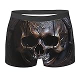 WZYCWB Calzoncillos tipo bóxer para hombre, diseño de calavera de color cobre, calzoncillos tipo bóxer cómodos y transpirables, Negro -, X-Large