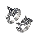 Zktfyshk Joyería de moda, anillos de calavera de plata vintage para hombre, anillos de calavera punk vintage de plata, accesorios de joyería, Traje #, Details as shown