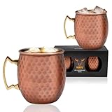 WAYU. Elegante Taza de Cobre. Vasos para Moscow Mule. Vasos Mojito. Vasos coctél. Copa cocktail alta gama. Caja con 2 unidades de 600 ml cada una.Ideal para mantener tus bebidas frías por más tiempo.