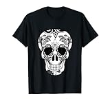 Camiseta de calavera con flores mexicanas Camiseta