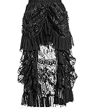 Falda larga para mujer estilo Steampunk gótico con encaje, Negro , S