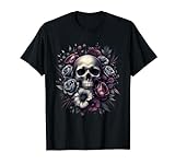 Ramo de flores góticas florales con calaveras oscuras Camiseta