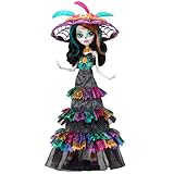 Monster High Muñeca Skelita Calaveras con Vestido de Fiesta del Día de Muertos y Sombrero de la Catrina, colección Howliday, Juguete para coleccionistas, +4 años (HXH99)