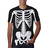 Foweknow Camisetas de esqueleto para hombre, camiseta de calavera, disfraz de Halloween, camiseta de fitness transpirable, camiseta de fitness con personalidad, cuello redondo, camiseta de correr,