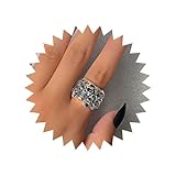 Xduargs Anillo de dedo de calavera punk, anillo de plata con cabeza de calavera, anillo abierto vintage de calavera, anillo abierto ajustable, joyería para mujer, Zinc