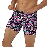 Novastar Calzoncillos tipo bóxer de longitud extendida para hombre, diseño de calavera de dibujos animados, arco iris, con banda elástica, Negro -, Medium