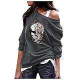Camiseta de Halloween para mujer, ropa de calle, camiseta de ocio para exteriores, con estampado de calavera, camiseta larga de entrenamiento, transpirable, holgada, suave, cómoda, sudadera elástica