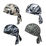 4 Piezas Bandana Gorro de Ciclismo con Calavera Protección UV Camuflaje de Verano Debajo del Casco Pañuelo para la Cabeza para Ciclismo Gorros para Mujeres Hombres Actividades al Aire Libre.