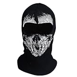 keland Halloween Terror Hacker Calavera Máscara Pasamontañas Cráneo Ghost para Outdoor/Airsoft (Negro-4)