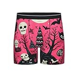 Calzoncillos tipo bóxer transpirables con estampado de calavera de calabaza para hombre, Rosa Halloween 5, M