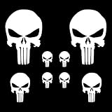 Autodomy Pegatinas Calaveras Pack de 8 Unidades | Vinilo Adhesivo Coche | Pegatinas Coche Exterior | Vinilo Calavera Derretido | Adhesivos para Moto y Casco (Blanco)