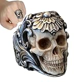 Anillo gótico de calavera, anillo de moda punk ajustable con calavera distintiva, joyería única para hombre, para viajes, hogar, reuniones sociales, viajes de compras y citas románticas, accesorio