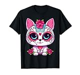 Lindo gato calavera de azúcar México Dia de los Muertos Calavera Camiseta