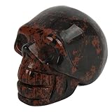 Jwthee Calavera de cristal, esqueleto humano tallado a mano, cabeza de calavera, cabeza de calavera, estatua de piedra, manualidades, decoración del hogar