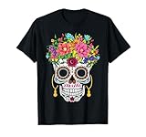 La Catrina - Unisex adultos - Manga corta - Día de los Muertos 2023 Calavera Azúcar Halloween Camiseta - S