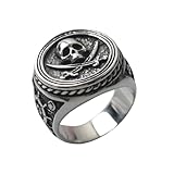 VELESAY Anillos Hombre Acero Inoxidable Anillo Vintage Gótico Calavera Anillo Punk Rock Skull Anillo Biker Cráneo Anillo Calavera Mujer Anillos Joyería Hombre Calavera Anillos US8