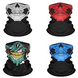 QHFlashbuy Multifunción Bandana 4 Piezas Pasamontañas,Máscara de Calavera Elastica Pañuelos Cabeza para Ciclismo,Esquí,Motocicleta,Monopatín