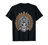 Camisa con máscara de calavera mexicana, rey azteca Camiseta