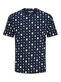 JACK & JONES Jjxmas AOP tee SS Crew Neck, Sky Captain, L Hombres