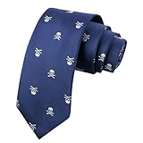 Alizeal Corbata con Patrón de Cráneo para Hombre,Ideal para Fiesta de Halloween,Azul Marino