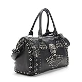 AlwaySky Bolso de mano gótico de gran capacidad con diseño de calavera para mujer, Negro -, 1