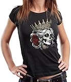 Gasoline Bandit Camiseta para mujer Lady Biker: Good Vibrations, Calavera Queen., S