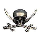FUXIU Broche de calavera gótica, diseño de dagas de calavera, vintage, horror, esqueleto, cruz, espadas, insignia, prendedor, joyería, solapa, Como descripción detallada