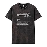 Pampling Camiseta de Manga Corta, 100% Algodón, Efecto Lavado, Ropa Unisex para Hombres y Mujeres en 5 Tallas, Camiseta Negra, Modelo Rock Definition (L)