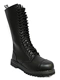 Grinders Botas unisex de piel auténtica militar negro King Punk Rock puntera de acero de seguridad, Negro , 43 EU