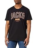 JACK & JONES Jcothomas SS Crew Neck Fst-Camiseta, Negro, L para Hombre