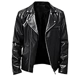 KBOPLEMQ Chaqueta de motorista para hombre, clásica, vintage, de piel sintética, estilo rockabilly, motero, chaqueta de piel, estilo rockabilly, punk, para el tiempo libre, chaqueta de rockero