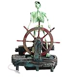 Decoración de Acuario con Esqueleto de,Decoraciones de Acuario con Esqueleto,Adorno acuático de Calavera impulsado por Aire | Esqueleto al Volante, Adorno de Acuario impulsado por Aire para pecera