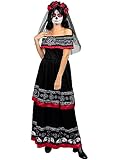 Funidelia | Disfraz de Catrina para mujer Calavera mexicana - Disfraz para adultos y divertidos accesorios para Fiestas, Carnaval y Halloween - Talla M - Negro