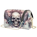 Bolsos de hombro para mujer, cabeza de calavera con alas, bolsos cruzados de cuero