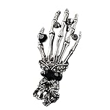 Broche creativo de mano de calavera de diamantes de imitación vintage con corsés de cristal pavimentado punk esqueleto Palm Pins Punk ropa insignia Pin, Sv, S-L (woman)