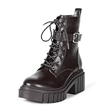 The Drop Botas de Estilo Militar Koi con Cordones Y Plataforma Altas, Chocolate, 39 EU