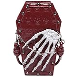 Stakee Bolso Bandolera Estilo Ataúd con Calavera Punk, Estilo Gótico Retro, De Piel Sintética, con Decoración De Mano De Calavera, para Mujeres Y Niñas.