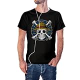 KMF T-SHIRT - Camiseta Hombre Piece One Pirata Calavera (XS, Negro)