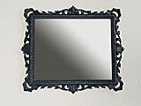 Espejo de pared de estilo antiguo, vintage, con adornos, estilo barroco, para peluquería, color negro mate, gótico, 43 x 37 cm, C532