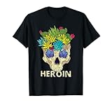 Calavera de heroína con flores. Camiseta
