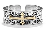 ysrpoud Anillo de Jesús cruzado ajustable con apertura de plata 925, joyería de compromiso de boda, anillo de regalo para el amigo del padre