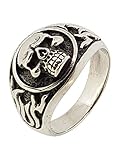 Treasure Bay Anillo de plata de ley 925, anillo grueso pulido de calavera de motociclista, anillo de plata para hombre, Plata de ley