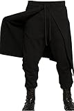 Cyborey Pantalones vikingos medievales para hombre, estilo renacentista, gótico, cosplay, color negro, con cordones, pantalones piratas, Negro , XL