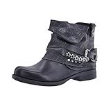 Elara Botines Mujer Botas de Estilo Motero Remaches Chunkyrayan 344 Black-36